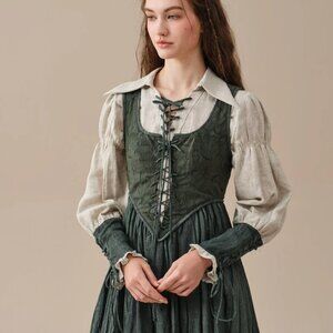 LINENNAIVE LACE-UP LINEN SHIRT